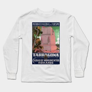 Vintage Travel Poster Spain Tarragona Ciudad de monumentos romanos Long Sleeve T-Shirt